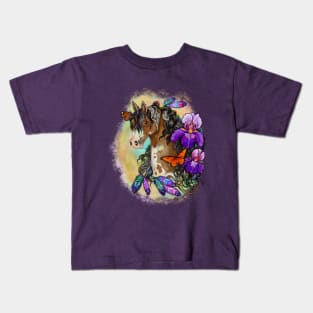 Paint Horse with Iris Flowers Kids T-Shirt